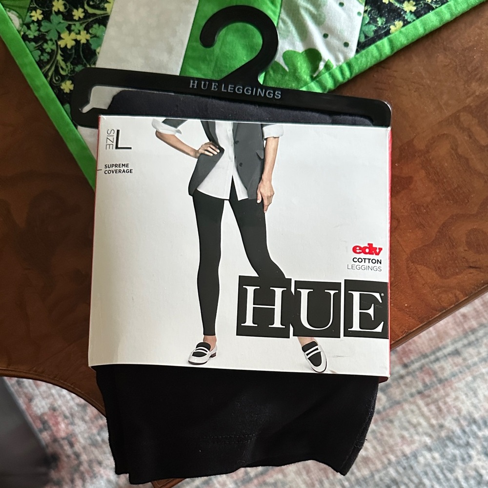 HUE Black Cotton Blend Leggings